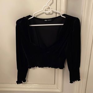 Zara black velvet top